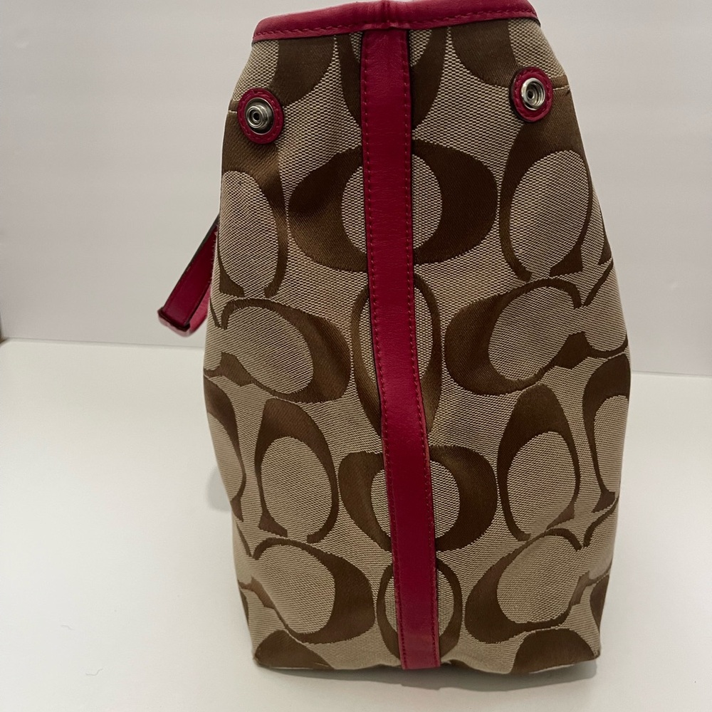 Coach Hamptons Weekend Signature Stripe Tote berry pink - Picture 5 of 10